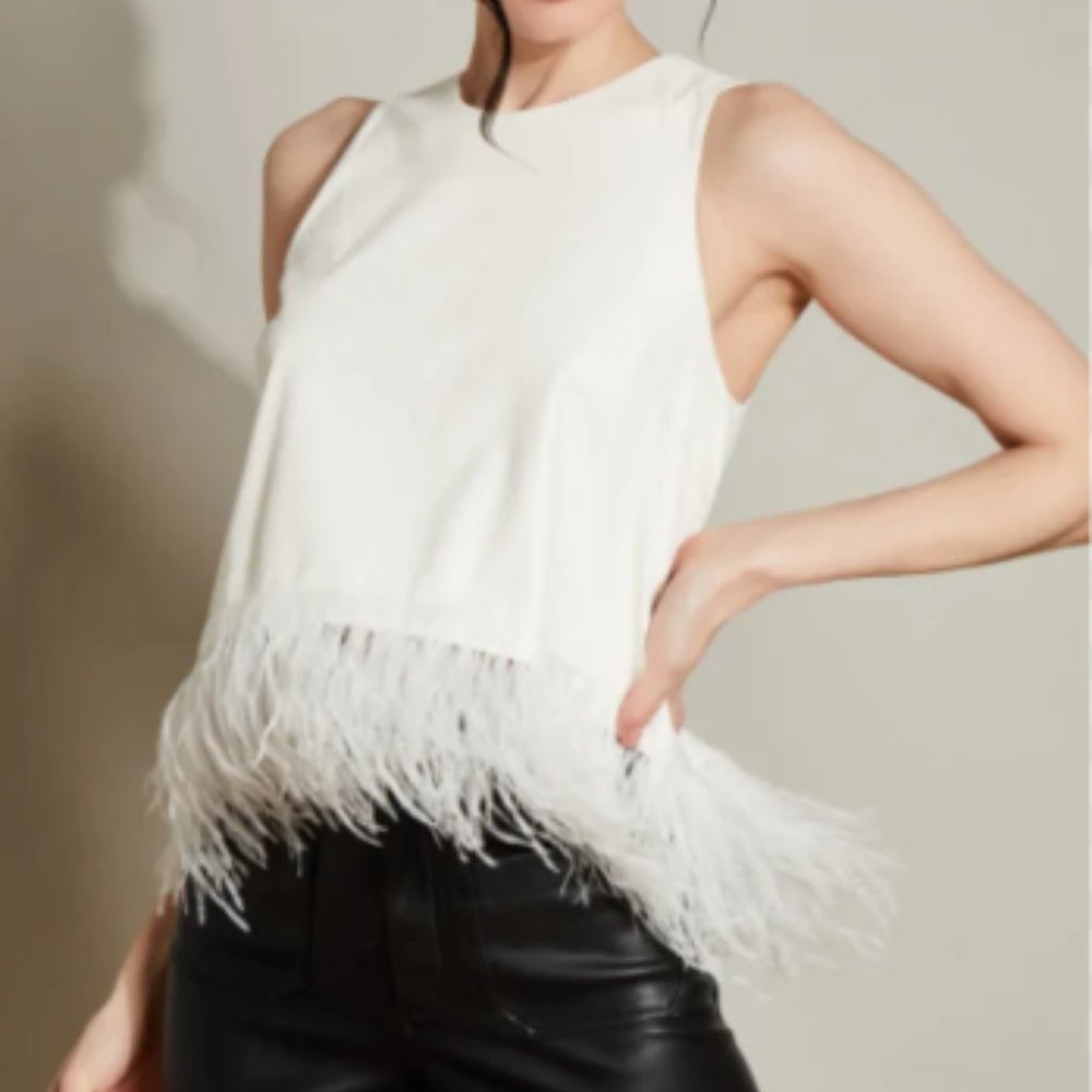 Hutch cropped feather top- NWOT